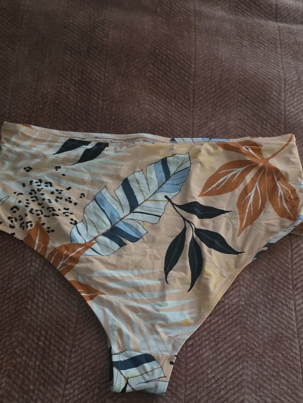 Women’s Tropical Print Bikini Bottom - Beige & Blue
